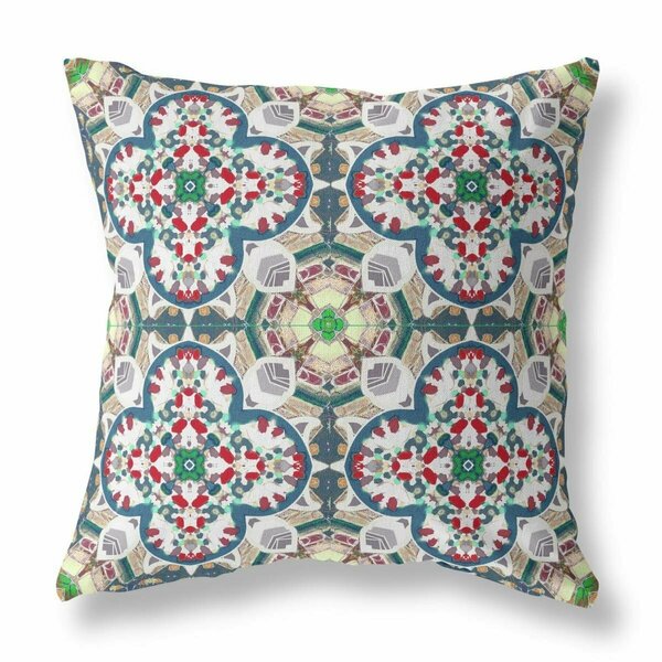 Palacedesigns 16 in. Cloverleaf Indoor Outdoor Zippered Throw Pillow Green Red & White PA3104957